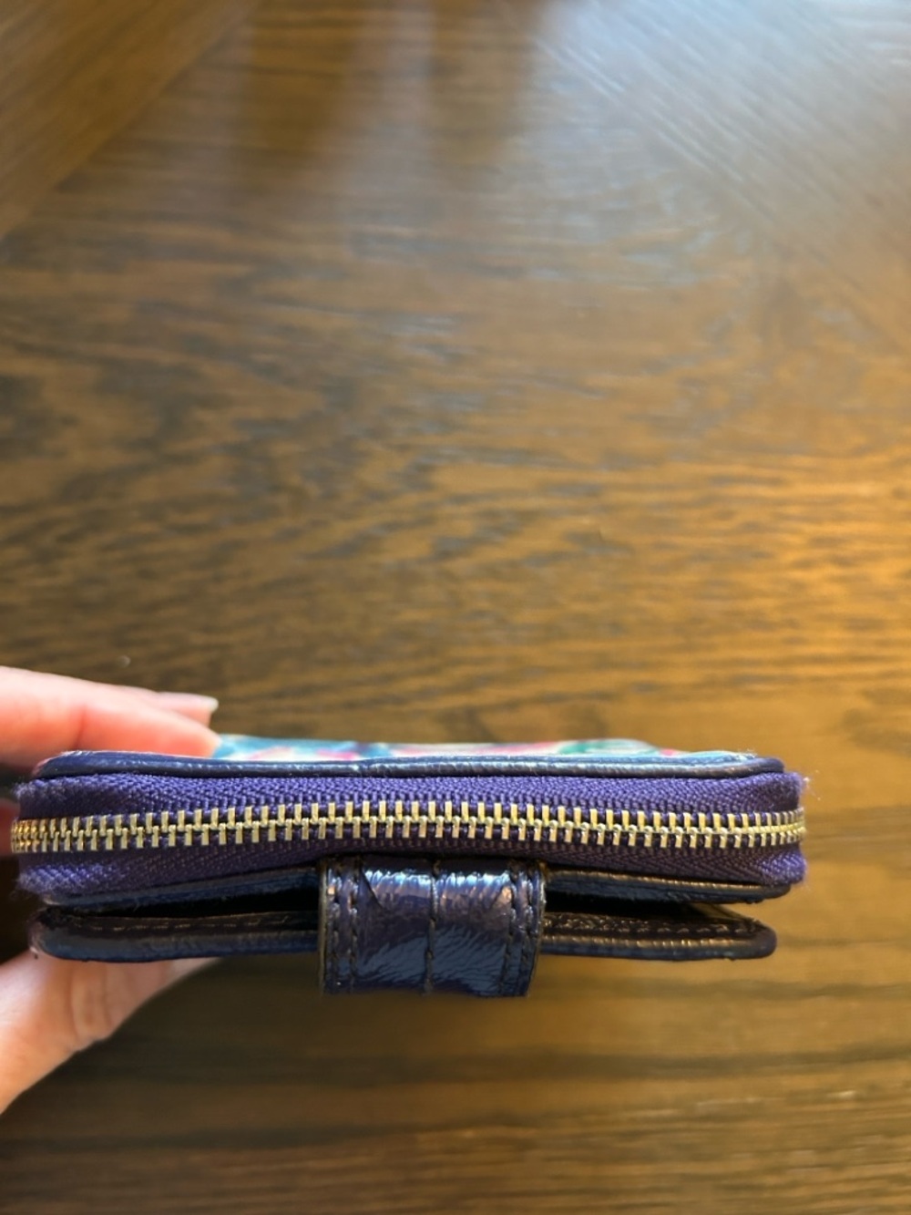 Coach Poppy Ikat Multicolor Canvas Zip Around Compact Wallet - Picture 4 of 9